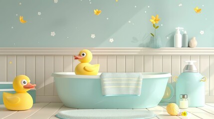 Cozy Pastel Toned Baby Bath Sets with Playful Rubber Duckies and Plush Towels for Soothing Bathtime Fun
