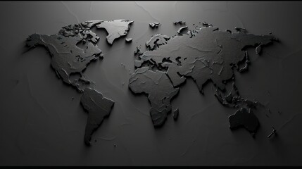 Black and white world map outline