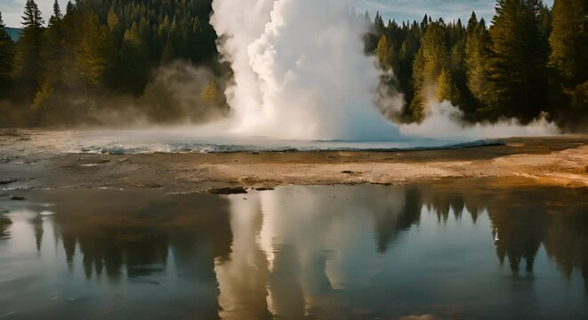 Geyser drawing water.
