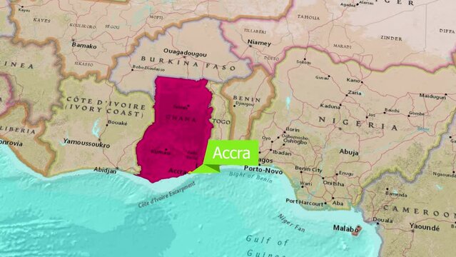 Map of Accra, the capital of Ghana.Zooming In: Exploring the Details of the AccraMap