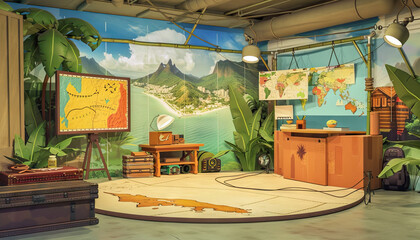 Fototapeta premium Adventure Travel Talk Show Studio