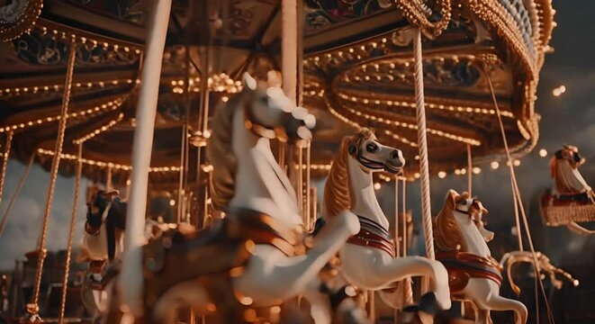 Carousel horses at the fair.