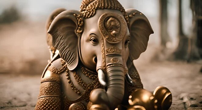 Goddess Ganesha. God in the shape of an elephant. Ganesh Chaturthi.