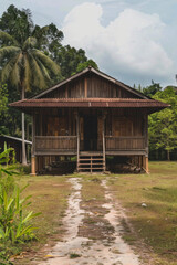 Fototapeta na wymiar An isolated Malay traditional house