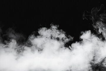Abstract White Smoke on Black Background, Fog or Smog Overlay Texture for Design and Decoration - obrazy, fototapety, plakaty
