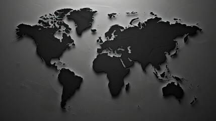 Black and white world map outline