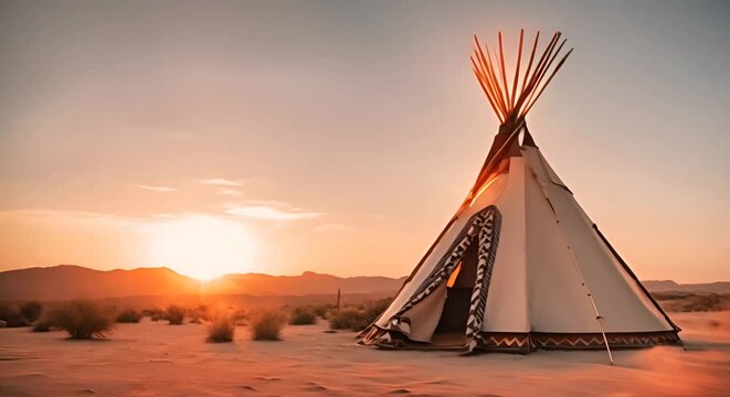 Tipi tent in the desert.