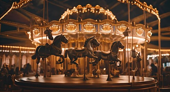 Carousel at a fair at night.