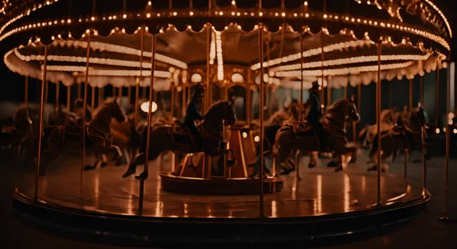 Carousel at a fair at night.