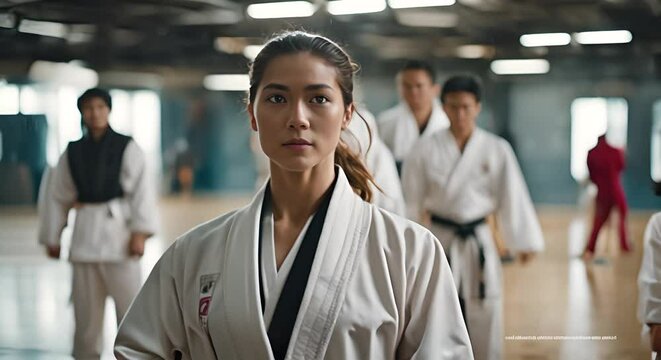 Karate fighter woman.