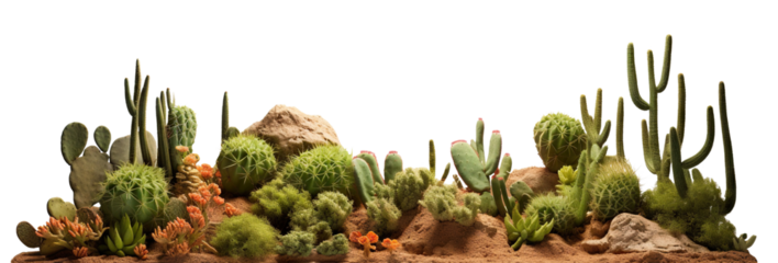 Desert with cactus landscape, cut out