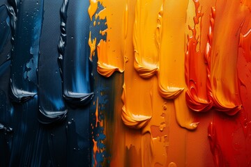 Abstract oil painting. Art painting, mural, modern artwork, orange, gold, blue, brush strokes, gold elements, large strokes, large strokes, abstract abstract art.