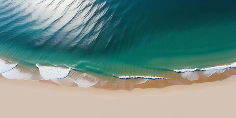 Beach and waves from top view, banner
