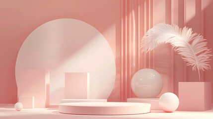 A minimalist background with geometric shapes and soft lighting