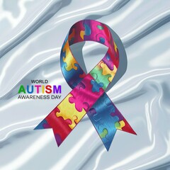 World autism awareness day, World autism awareness day poster | Autism. Awareness. Month. Puzzle, satin puzzle, ribbon. April 2nd. banner, poster, post, Vector, world. autism awareness day,
  
