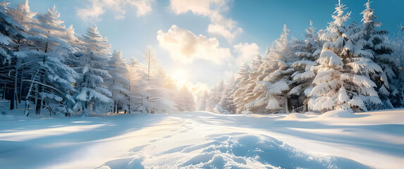 Obraz na płótnie Canvas Winter background with snow covered trees and freshness. 