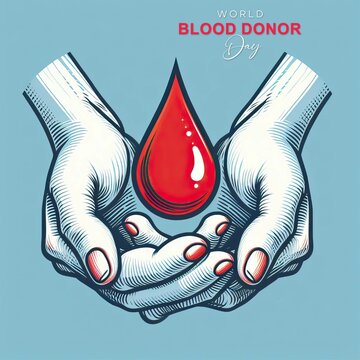 World Blood Donor Day, A poster for | World Blood Donor Day poster, June 14. Blood Donor Day, banner, poster, card. social media post, World Blood Donor Day post vector, hands, donate, blood, red drop