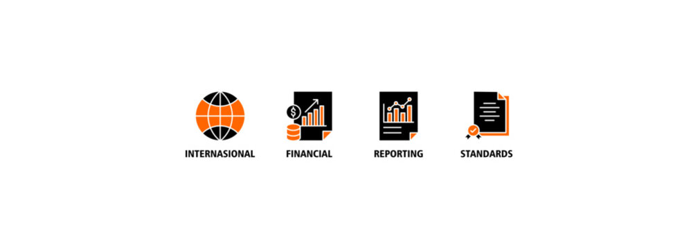 Ifrs banner web icon vector illustration concept for international financial reporting standards with icon of global, network, money, documents, books, and writing