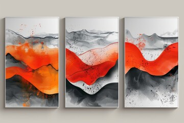 This set of three abstract modern illustrations offers a creative minimalist design that can be used for wall decor, wallpaper, posters, cards, murals, carpets, hangings, and prints.