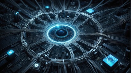 3D rendering of abstract technology concept. High-tech futuristic background
