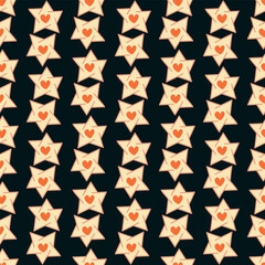 Seamless decorative pattern with stars. Print for textile, wallpaper, covers, surface. Retro stylization.