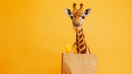 Cheerful Giraffe Delivery, a cheerful giraffe with a courier bag, Spreading Joy with Each Package, Courier Bag in Tow