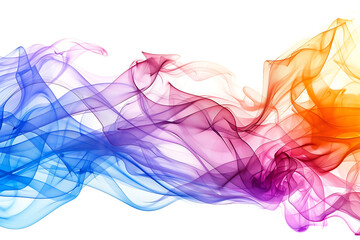 Vibrant colorful waves cascade gracefully against a pristine white background, offering a captivating abstract composition