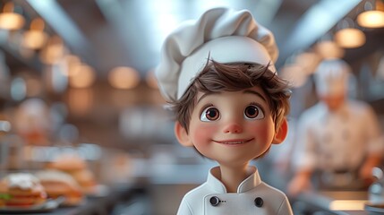 Chef's Son Helping on Duty, Dedicated to Delivering Delicious Dining Experiences with Care
