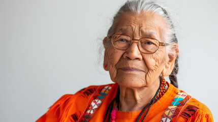 Dignified Wisdom, Proud Portrait of an Indigenous Elder Radiating Cultural Richness and Wisdom