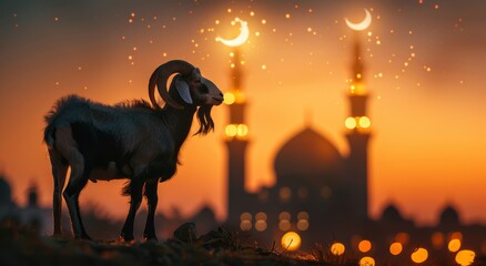 Goat Qurban Eid al adha mubarak festival islamic background Generated with Ai Tools