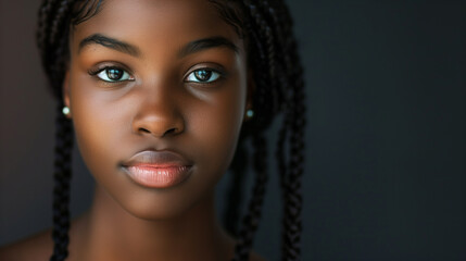 Empowered Teen, Confident Portrait of a Black Teenage Girl, Isolated with Positive Expression