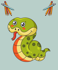 Cute snake cartoon photo.