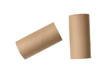 Top view set of tissue paper cores isolated on white background with clipping path