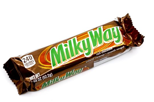 Milky Way brand candy bar. Invented in 1924, Milky Way is a chocolate-covered confectionery bar manufactured by Mars. Cleveland, Ohio, USA - April 5