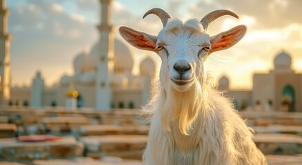 Goat Qurban Eid al adha mubarak festival islamic background Generated with Ai Tools