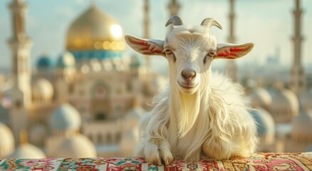 Goat Qurban Eid al adha mubarak festival islamic background Generated with Ai Tools