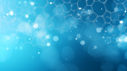 Abstract Network Molecules with Hexagonal Design on Blue Background