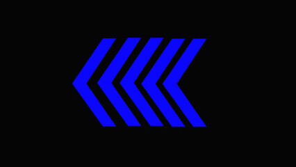 Right neon directional animation arrow icon, blue color five arrow icon with black background.