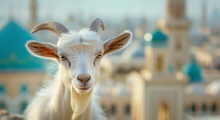 Goat Qurban Eid al adha mubarak festival islamic background Generated with Ai Tools