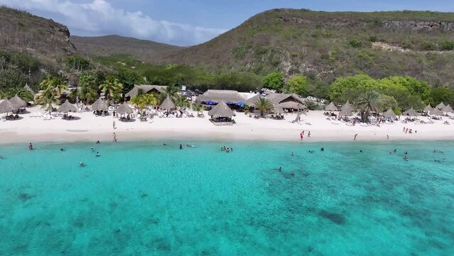 Cas Abao Beach At Willemstad In Netherlands Curacao. Beach Landscape. Caribbean Island. Willemstad At Netherlands Curacao. Seascape Outdoor. Nature Tourism.