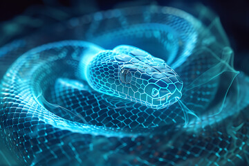 wireframe snake against luminous translucent backdrop, ideal for futuristic designs and wildlife concepts - obrazy, fototapety, plakaty