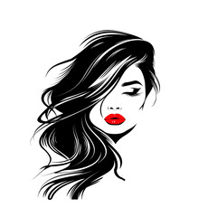 beauty logo with the face of a woman on white background