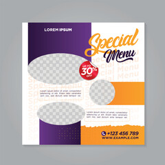 Restaurant food social media banner post design template	
