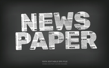 Newspaper editable text style effect	