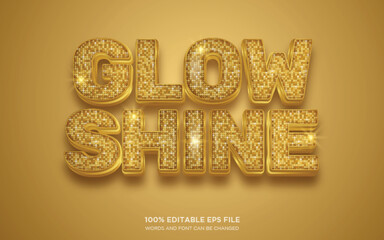 Glow and Shine gold editable text style effect	
