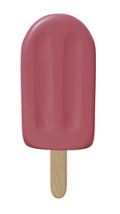 Iced strawberry popsicle, without packaging.