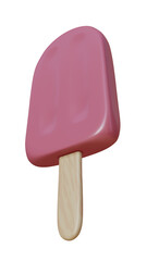 Iced strawberry popsicle, without packaging.