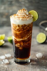 Dirty Soda with Cream Topping and Lime