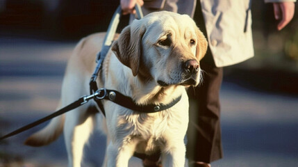 
Labrador, guide dog - helps a person