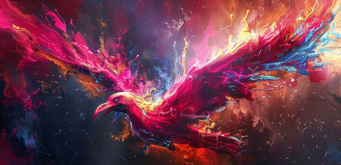fire phoenix painting - 778236732